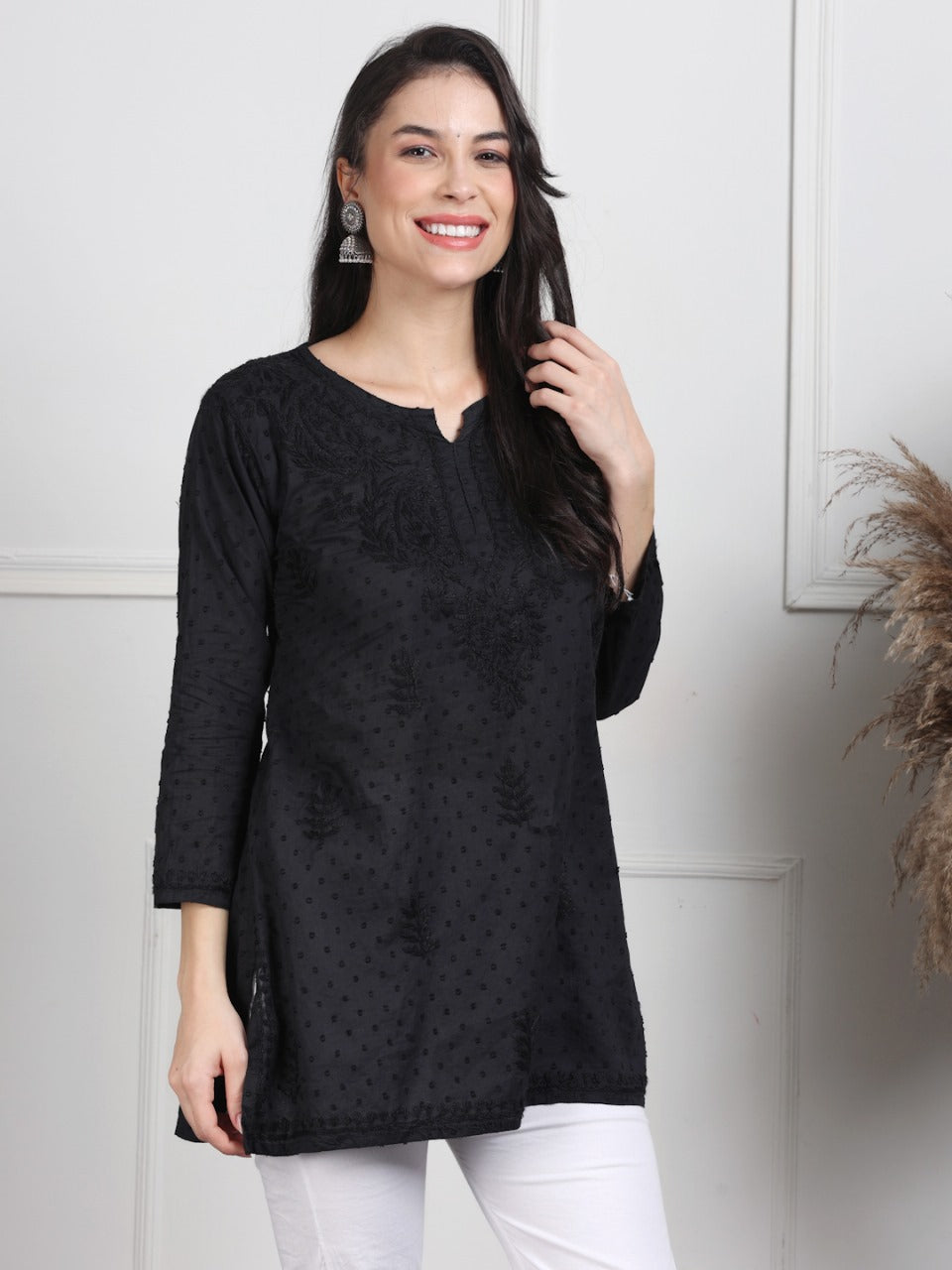 Chikankari Short Top On Pure Cotton Fabric In Beautiful Shades