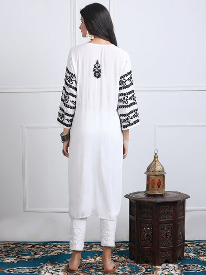 Premium Nyra Cut Chikankari Kurta On Soft Modal Fabric