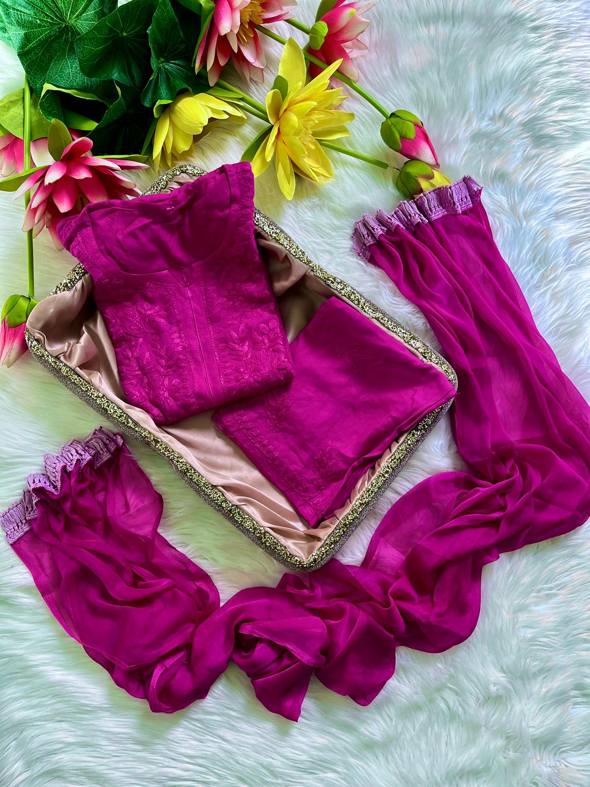 Exclusive Ryon dyed sets with dupatta