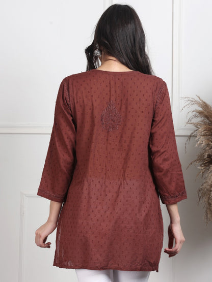 Chikankari Short Top On Pure Cotton Fabric In Beautiful Shades