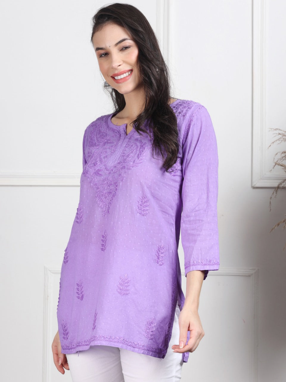 Chikankari Short Top On Pure Cotton Fabric In Beautiful Shades