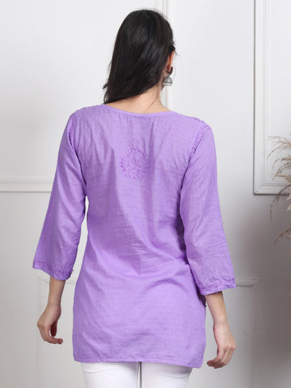 Chikankari Short Top On Pure Cotton Fabric In Beautiful Shades