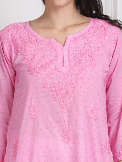 Chikankari Short Top On Pure Cotton Fabric In Beautiful Shades