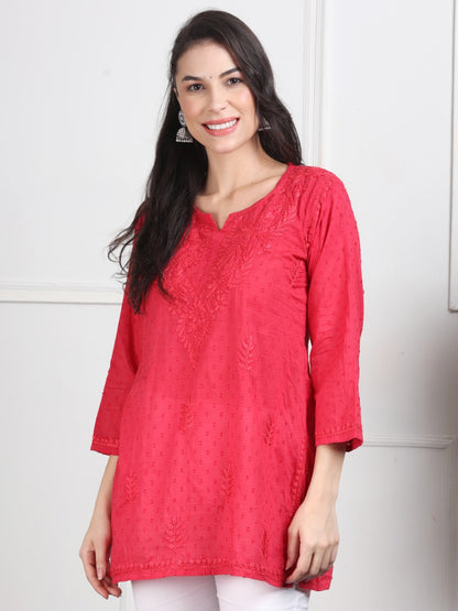 Chikankari Short Top On Pure Cotton Fabric In Beautiful Shades