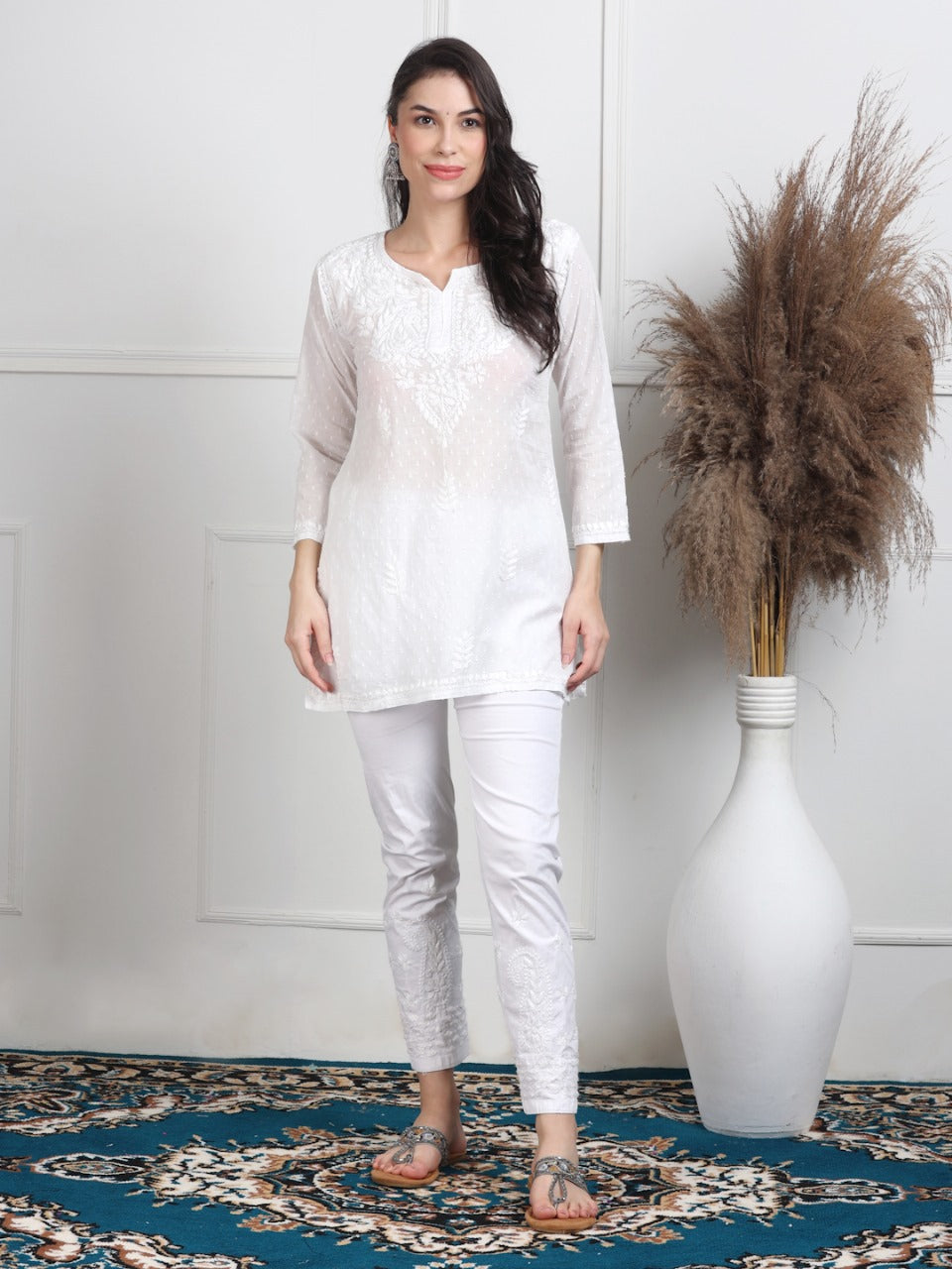 Chikankari Short Top On Pure Cotton Fabric In Beautiful Shades