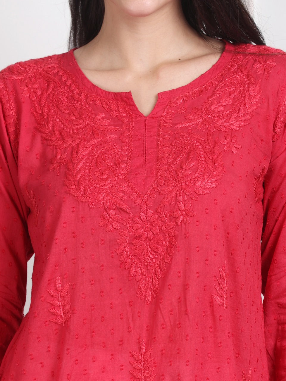 Chikankari Short Top On Pure Cotton Fabric In Beautiful Shades