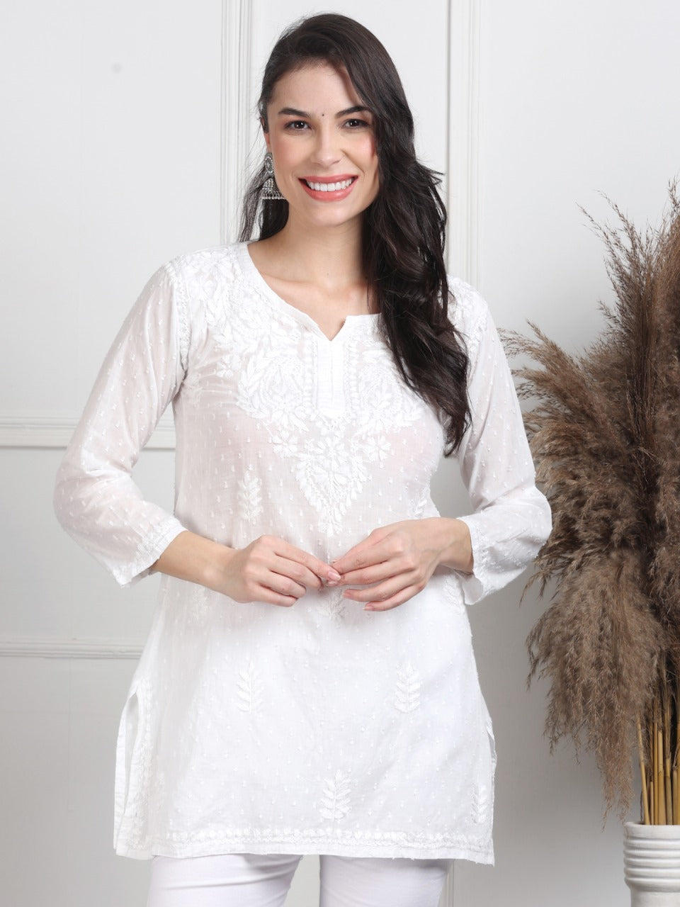 Chikankari Short Top On Pure Cotton Fabric In Beautiful Shades