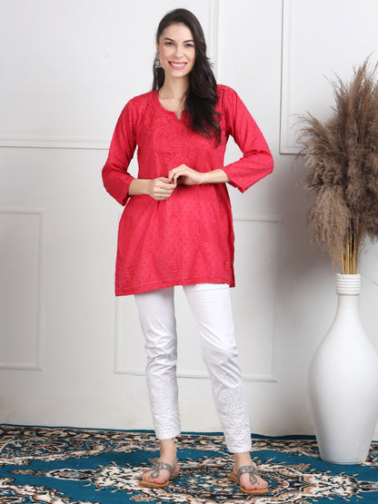 Chikankari Short Top On Pure Cotton Fabric In Beautiful Shades