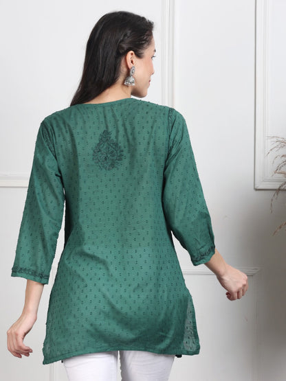 Chikankari Short Top On Pure Cotton Fabric In Beautiful Shades