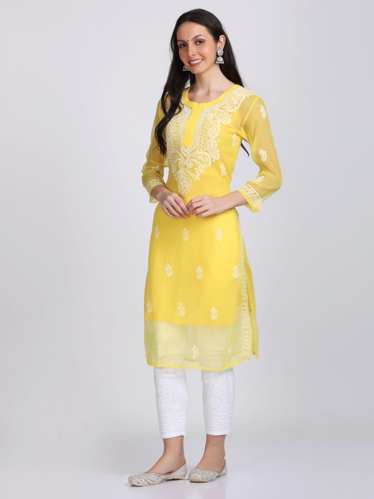 Plain Gala Booti Kurti